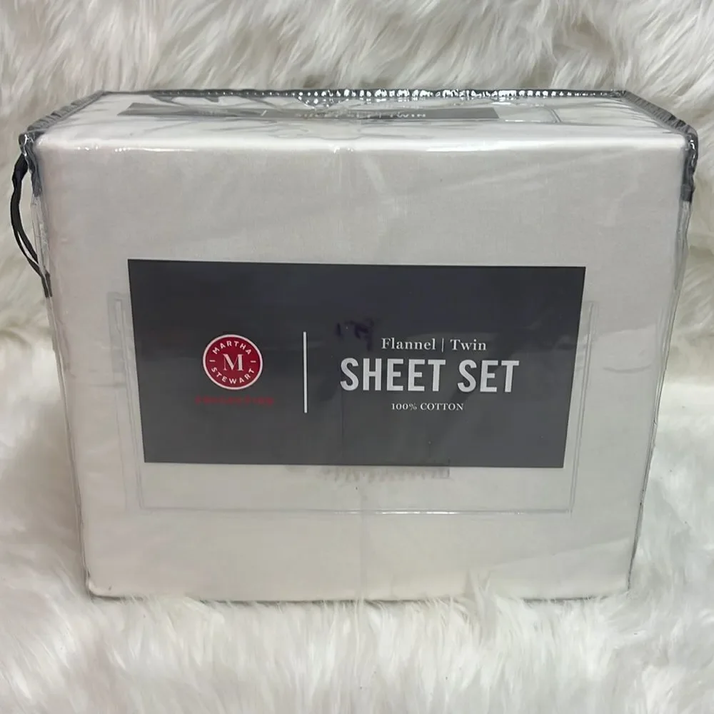 Martha Stewart Collection Luxury‎ 100% Cotton Flannel Twin Sheets Set